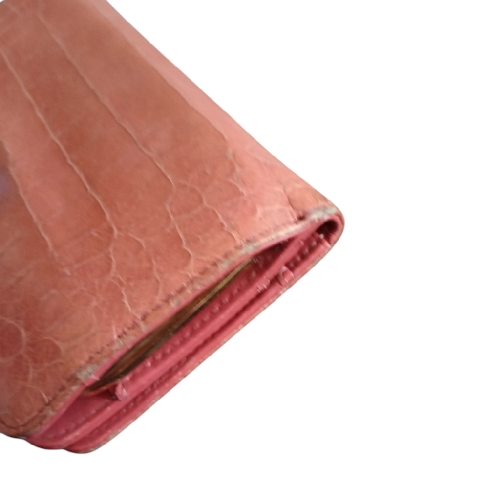 Miu Miu Peach Crocodile Embossed Leather Kiss Lock Wallet - Picture 11 of 14